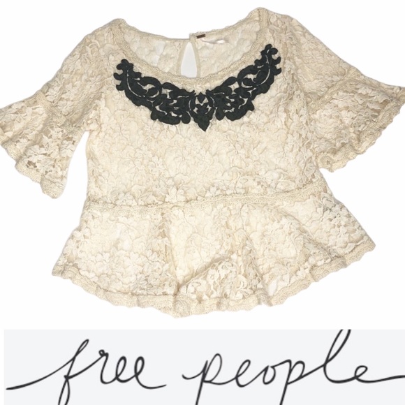 Rare Free People Lace Top in Cream size small - Picture 1 of 7